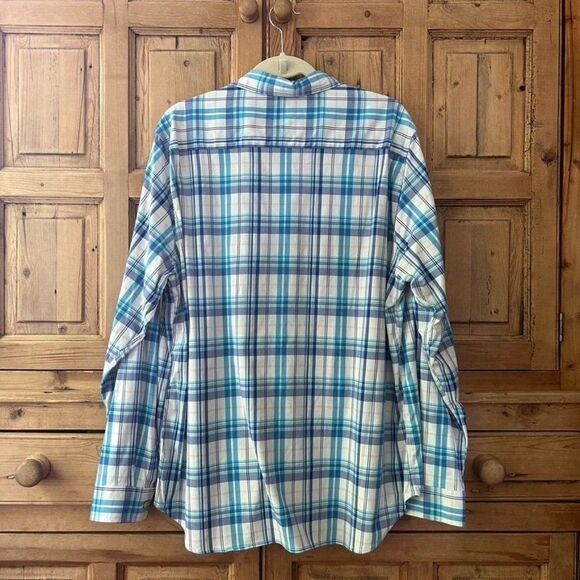 Men's Crown & Ivy XL Blue White Long Sleeve Button Front Shirt - Picture 4 of 7
